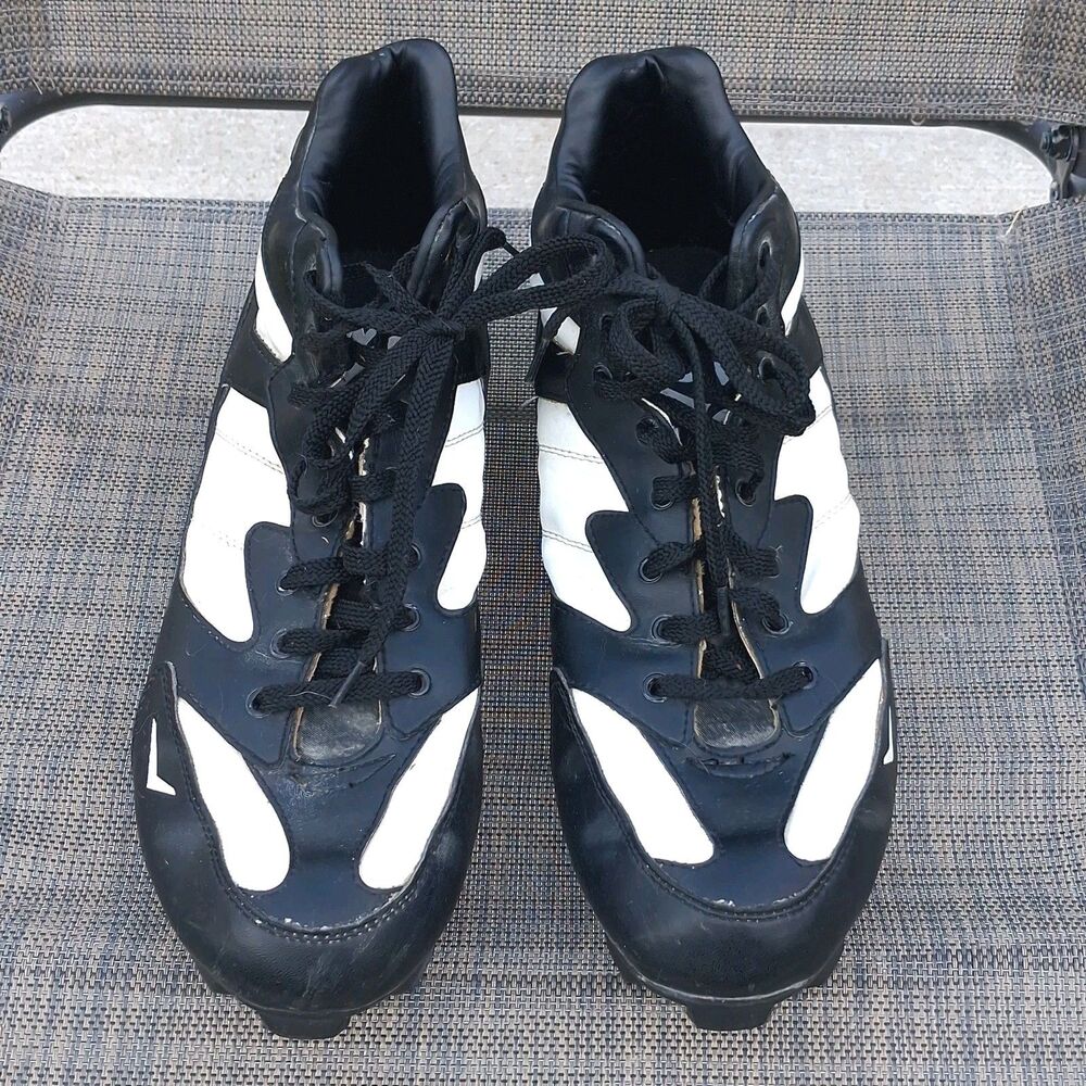 Sz 13 PONY HOT CORNER MID MENS BASEBALL SOFTBALL CLEATS BLACK WHITE MOLDED SHOES